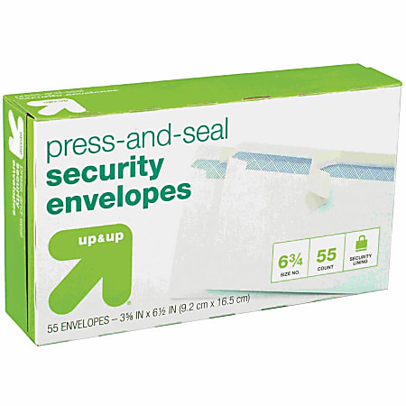 Mead Press-it No. 6 Security Envelopes - Security - #6 3/4 - Peel & Seal - 55 / Box - White