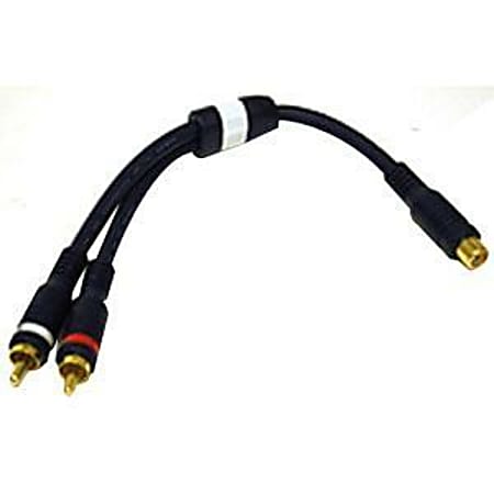 C2G 6in Velocity Two RCA Stereo Male to One RCA Mono Female Y-Cable - RCA Female, RCA Male - 6" - Blue