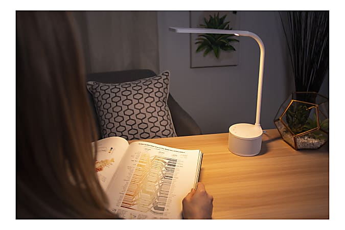 Bostitch LED Desk Lamp With Bluetooth Speaker 14 916 H White Office Depot