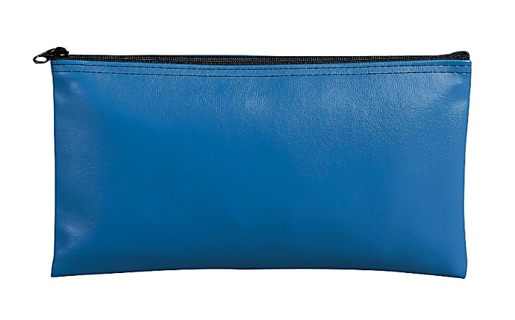 MMF Industries Leatherette Vinyl Zipper Wallets, 11" x 6", Wedgewood Blue, Pack Of 3