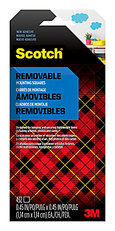 Scotch® Removable Double-Sided Mounting Squares , 0.45 in x 0.45 in (1.14 cm x 1.14 cm) 432/pk