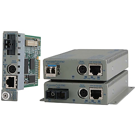 Omnitron iConverter GX/TM2 - Fiber media converter - GigE - 10Base-T, 100Base-TX, 1000Base-T, 1000Base-X - RJ-45 / SC single-mode - up to 21.1 miles - 1310 nm