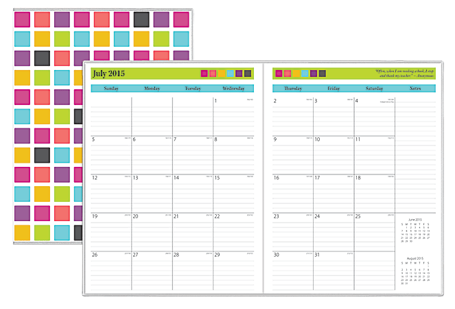 Blue Sky® Teacher Series Monthly Planner, 8 1/2" x 11", 50% Recycled, July 2015-June 2016
