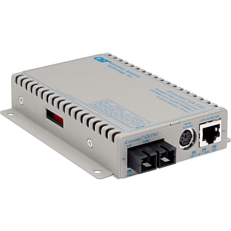 Omnitron Systems iConverter GX/TM2 Media Converter - 1 x Network (RJ-45) - 1 x SC Ports - 10/100/1000Base-T, 1000Base-X - 21.13 Mile - Wall Mountable