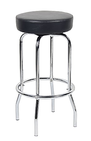 Boss Office Products Stool With Foot Ring, Black/Chrome