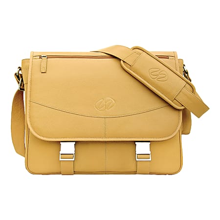 MacCase Premium Leather Large Shoulder Bag For 17" Laptops, Tan