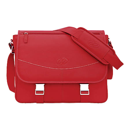 MacCase Premium Leather Large Shoulder Bag For 17" Laptops, Red