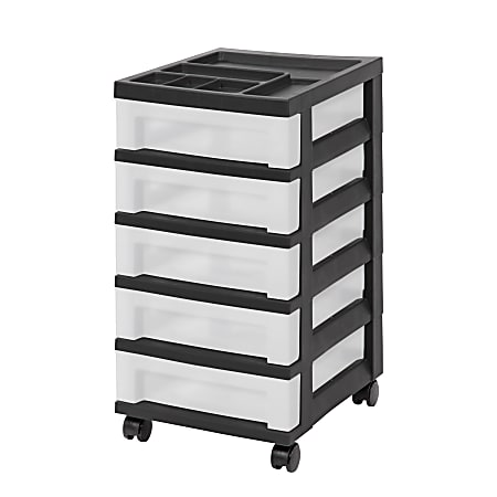 Iris Mini Chest, 5 Drawers, 27 Qt, Black