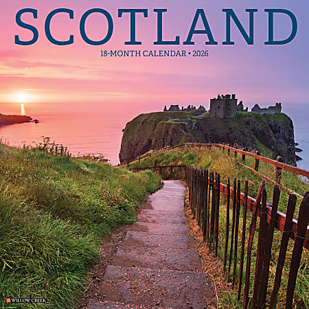 2026 Willow Creek Press Scenic Monthly Wall Calendar, 12" x 12", Scotland, January To December, 56721