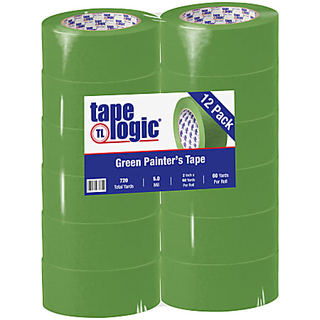 Tape Logic® 3200 Painter's Tape, 3" Core, 2" x 180', Green, Case Of 12