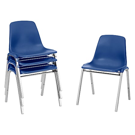 National Public Seating 8100 Series Poly Shell Stack Chairs, Blue, Set Of 4 Chairs
