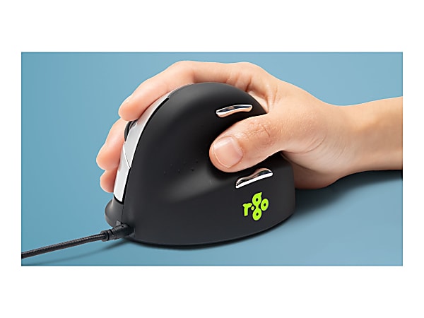 R-Go Wired Medium Left Hand Vertical Ergonomic Mouse, Black