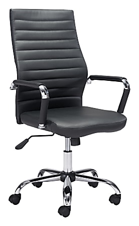 Zuo Modern Primero Ergonomic Faux Leather High-Back Office Chair, Black