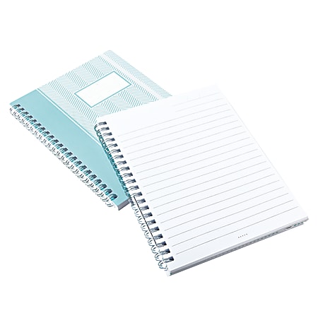 See Jane Work® Spiral Notebook, 5 3/4" x 7 3/4", Wide Ruled, 80 Sheets, Blue Herringbone