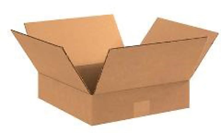 Partners Brand Flat Corrugated Boxes 15" x 15" x 3", Bundle of 25