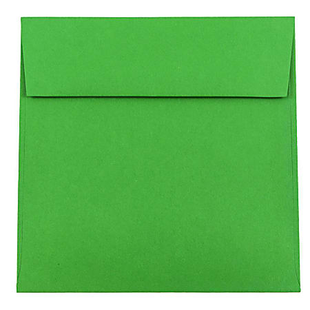JAM Paper® Color Square Invitation Envelopes, 6 1/2" x 6 1/2", Gummed Seal, 30% Recycled, Green, Pack Of 25