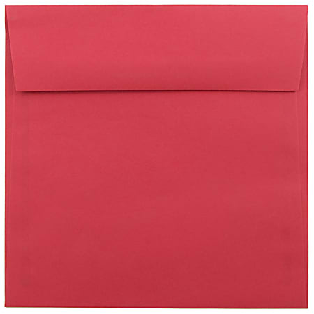JAM Paper® Color Square Invitation Envelopes, 6 1/2" x 6 1/2", Gummed Seal, 30% Recycled, Red, Pack Of 25