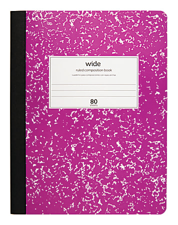 Office Depot® Brand Marble Composition Book, 7 1/2" x 9 3/4", Wide Ruled, 160 Pages (80 Sheets), Purple