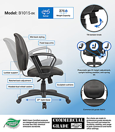 Boss black clearance fabric steno chair