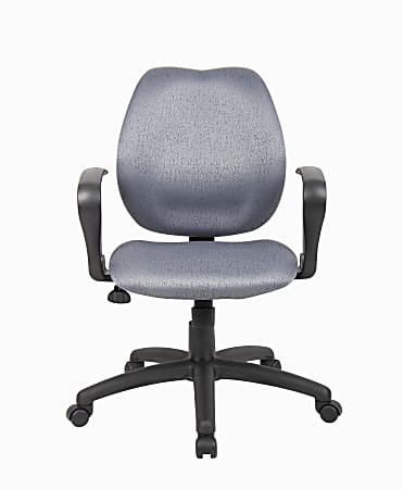 Boss® Contour Back Task Chair With Loop Arms, 34 1/2"H x 23"W x 23 1/2"D, Black Frame, Gray Fabric