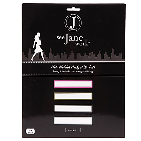 See Jane Work® Permanent Self-Adhesive Labels, 36207, File Folder, Assorted Colors, Pack Of 120