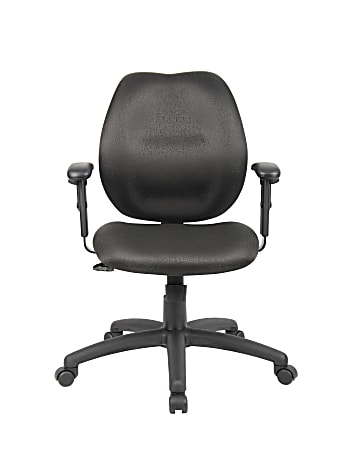 Boss Office Products Ergonomic Vinyl Mid-Back Task Chair With Adjustable Arms, Black