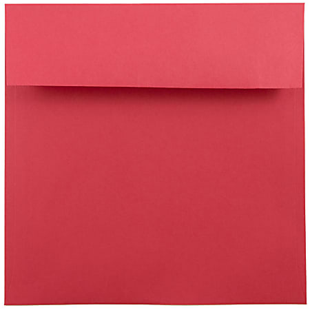 JAM Paper® Color Square Invitation Envelopes, 7 1/2" x 7 1/2", Gummed Seal, 30% Recycled, Red, Pack Of 25