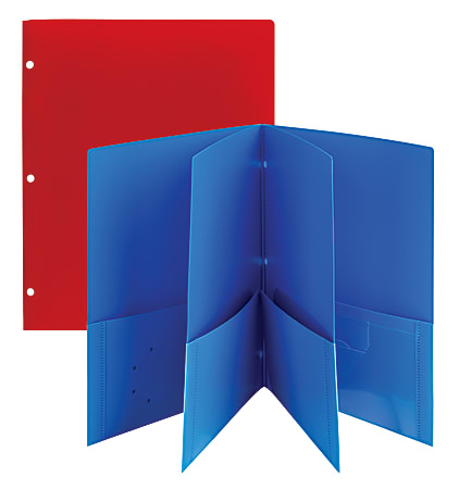 Office Depot® Brand 6-Pocket Poly Folders, Letter Size, Assorted Colors, Pack Of 2