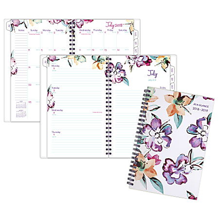 AT-A-GLANCE® June Weekly/Monthly Academic Planner, 4 7/8" x 8", 30% Recycled, Multicolor, July 2018 to June 2019