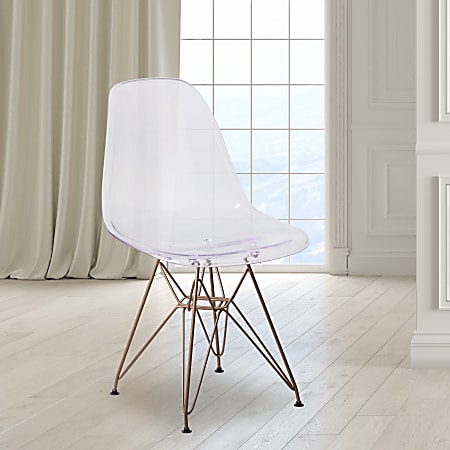 Flash Furniture Elon Series Chairs, Clear/Gold, Set Of