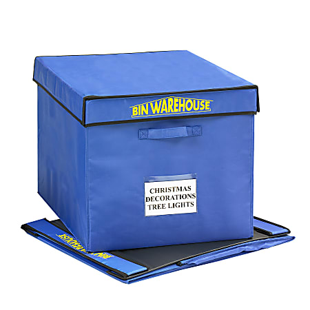 Bin Warehouse Fold-A-Tote, 32-Gallon Capacity, 17" x 18 1/2" x 24", Blue, Pack Of 4