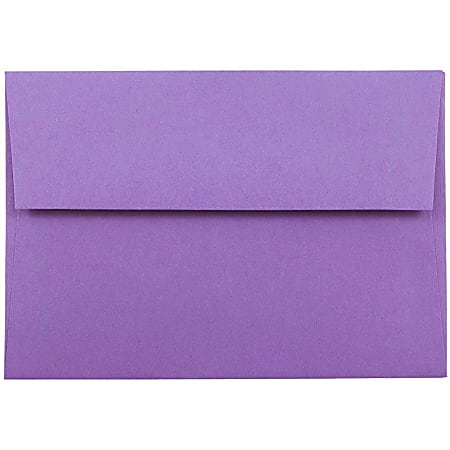 JAM Paper® Booklet Envelopes, #4 Bar (A1), Gummed Seal, 30% Recycled, Violet Purple, Pack Of 25