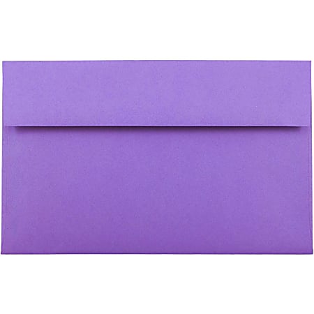 JAM Paper® Booklet Invitation Envelopes, A10, Gummed Seal, 30% Recycled, Violet Purple, Pack Of 25