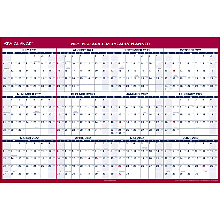 AT-A-GLANCE® Horizontal Reversible Erasable Wall Calendar, 32" x 48", Blue/White, PM326S2822