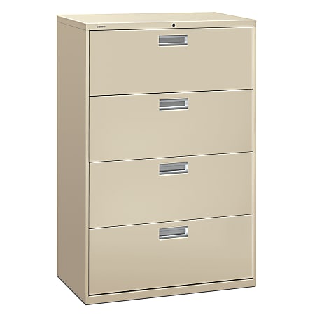 Hon Brigade 600 20 D Lateral 4 Drawer File Cabinet Putty Office Depot