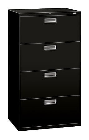 HON® Brigade® 600 36"W x 19-1/4"D Lateral 4-Drawer File Cabinet, Black