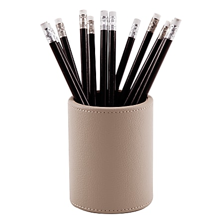 Realspace® Faux Leather Pencil Cup, 3"H x 3"W x 4"D, Tan