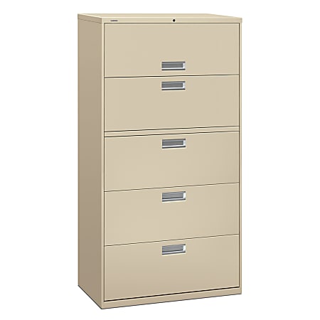 HON® Brigade® 600 36"W x 18"D Lateral 5-Drawer File Cabinet, Putty