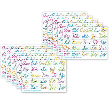 Ashley Productions Smart Poly PosterMat Pals Space Savers, 13" x 9-1/2", Traditional Cursive, Pack Of 10 Pieces