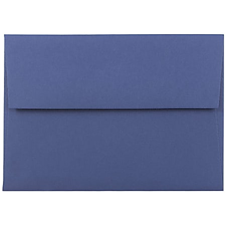 JAM Paper® Booklet Envelopes, #4 Bar (A1), Gummed Seal, Presidential Blue, Pack Of 25