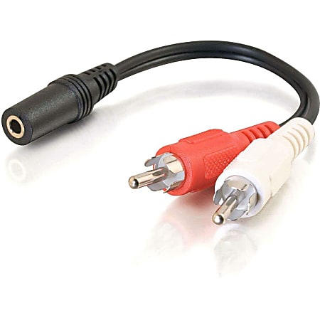 C2G 6in Value Series One 3.5mm Stereo Female To Two RCA Stereo Male Y-Cable - Mini-phone Female Stereo - RCA Male Stereo - Black