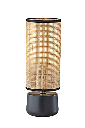 Adesso® Sheffield Table Lantern, 16"H, Rattan Shade/Black