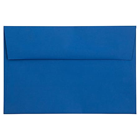JAM Paper® Booklet Invitation Envelopes, A9, Gummed Seal, Presidential Blue, Pack Of 25