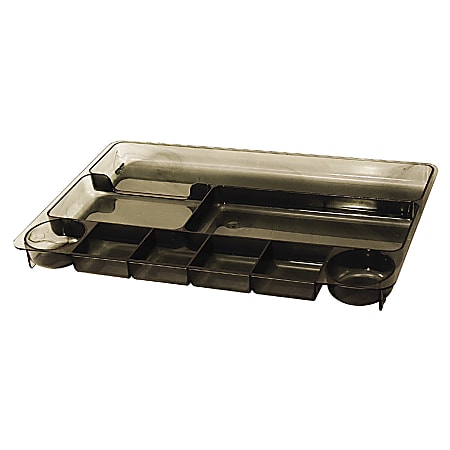 OIC® 9-Compartment Desk Tray, 1 1/8"H x 14"W x 9"D, Smoke