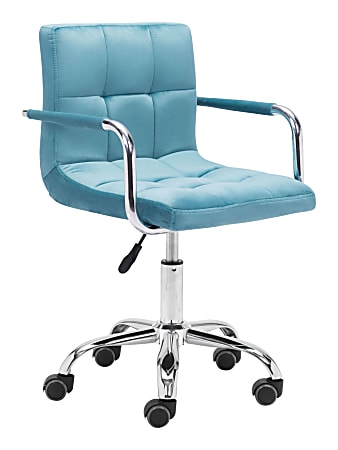 Zuo Modern Kerry Fabric Mid-Back Office Chair, Blue