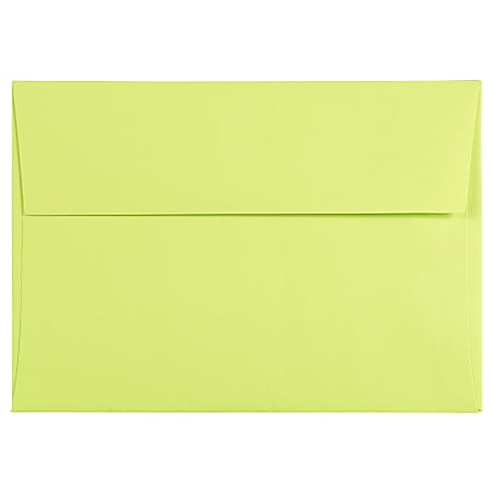 JAM Paper® Booklet Envelopes, #4 Bar (A1), Gummed Seal, Lime Green, Pack Of 25