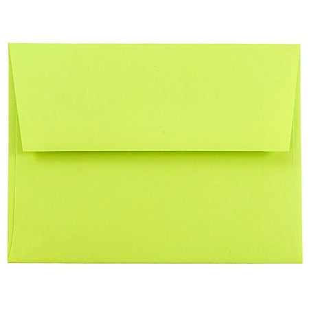 JAM Paper® Booklet Invitation Envelopes, A2, Gummed Seal, Ultra Lime, Pack Of 25