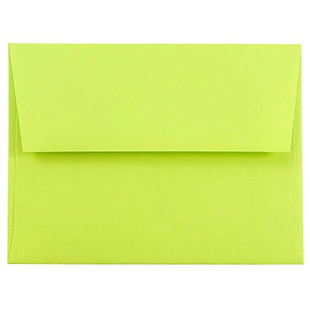 JAM Paper® Booklet Invitation Envelopes, A2, Gummed Seal, Ultra Lime, Pack Of 25