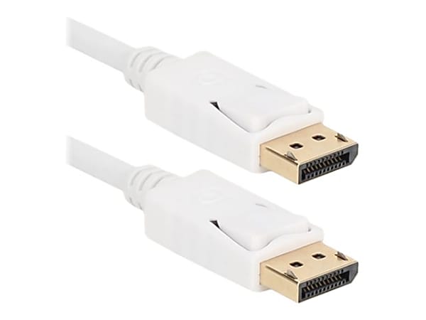 QVS 15ft DisplayPort Digital A/V UltraHD 4K White Cable with Latches - First End: 1 x DisplayPort Male Digital Audio/Video - Second End: 1 x DisplayPort Male Digital Audio/Video - 1.35 GB/s - Supports up to 3840 x 2160 - White