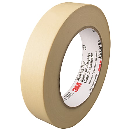 3M™ 203 Masking Tape, 3" Core, 1" x 180', Natural, Pack Of 36